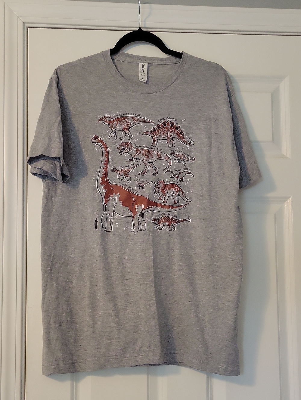Tultex Light Gray Kids' Dinosaur Tee with Rust Accent